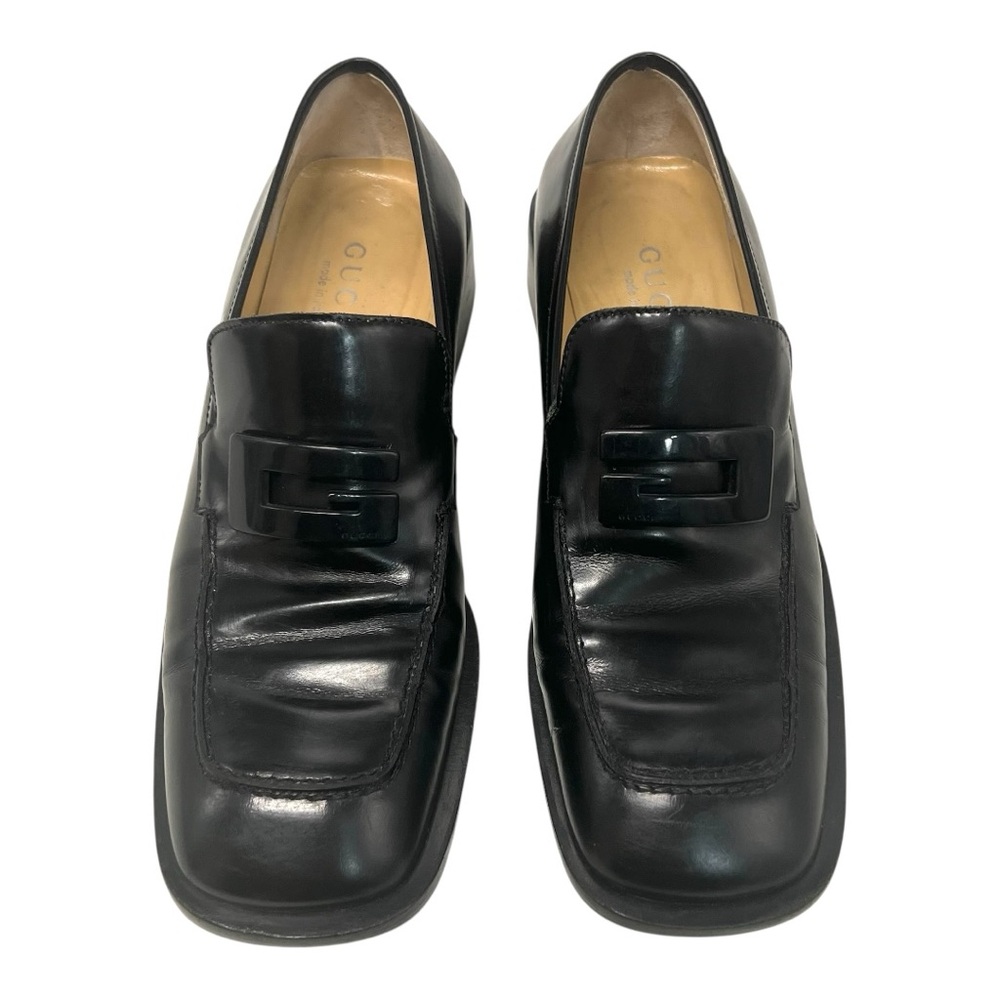 Gucci Vintage 90s Black Leather Interlocking G Slip On Loafer Flats Women’s 6.5 - Picture 5 of 16